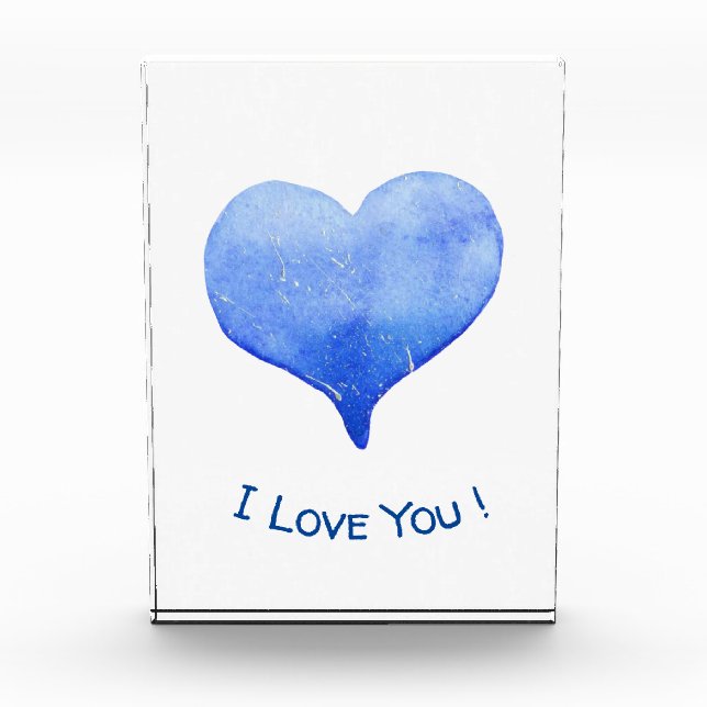 Ich Liebe Sie Niedliches blaues Herz Valentine Fotoblock (Vorderseite)