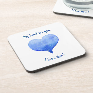 Ich Liebe Sie Niedliches blaues Herz Valentinstag Getränkeuntersetzer