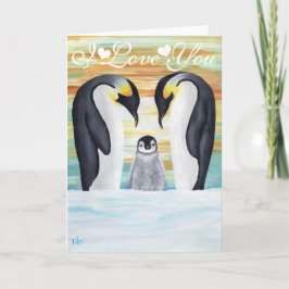 Ich Liebe Sie Penguin Familie mit Baby Penguin Karte