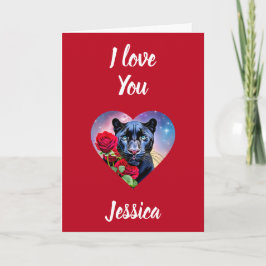 Ich Liebe Sie Personalisiert Name Panther und Rote Karte