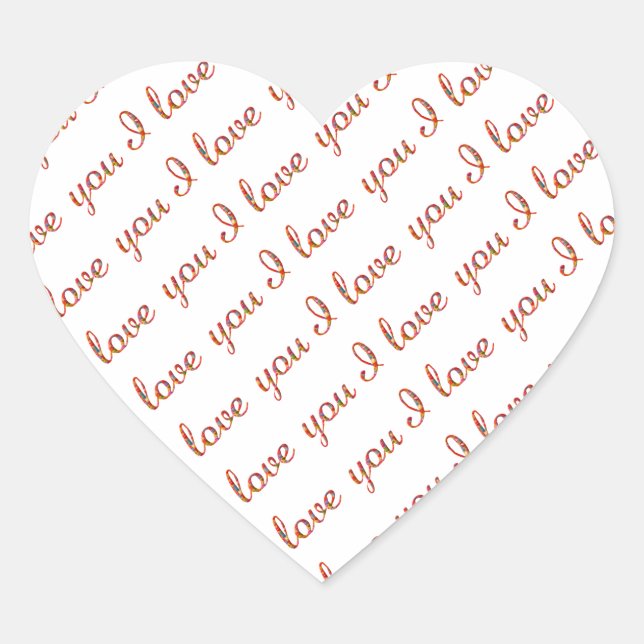Ich Liebe Sie Romantische Typografie Valentine Herz-Aufkleber (Vorderseite)