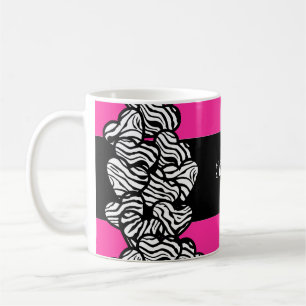 Ich Liebe Sie rosa Schwarz-weißes Zebrahermuster Kaffeetasse