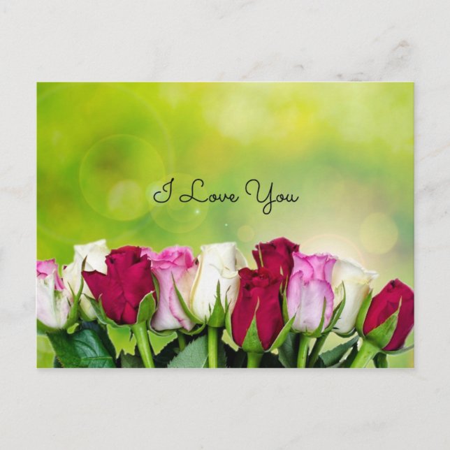 Ich Liebe Sie, Rose Garden Design Postkarte (Vorderseite)