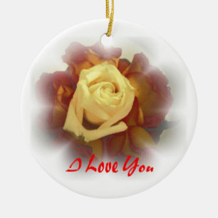 Ich Liebe Sie Rose Keramik Ornament