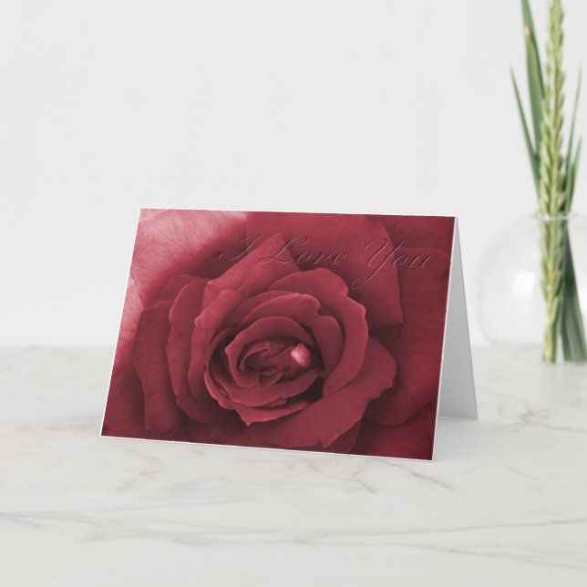 Ich Liebe Sie rote Rose-Karte Karte (Vorderseite)