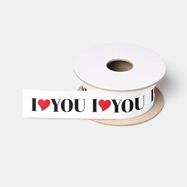 Ich Liebe Sie, Schwarz-weißes rotes Herz Valentins Satinband (Spule)