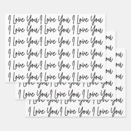 Ich Liebe Sie Schwarzweiß-Valentinstag Geschenkpapier Set