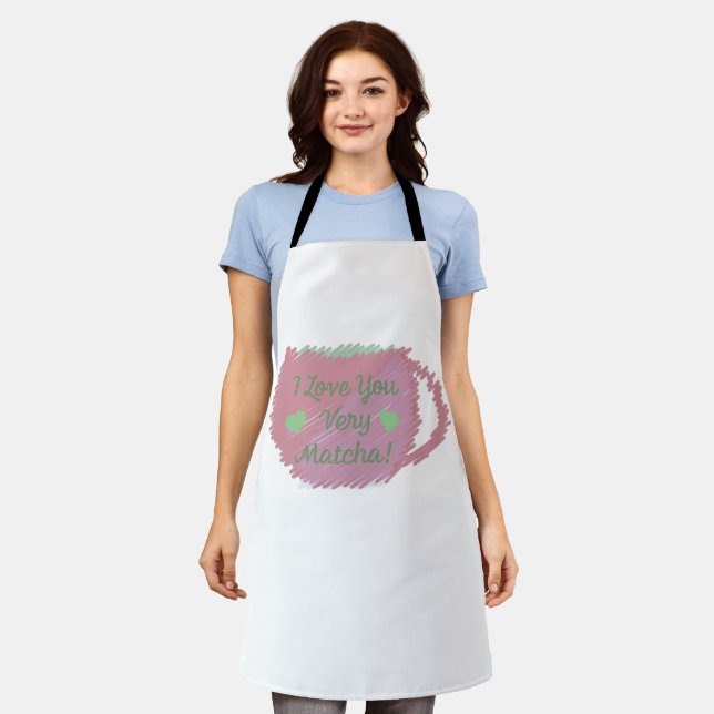Ich Liebe Sie sehr Matcha Schürze (Getragen)
