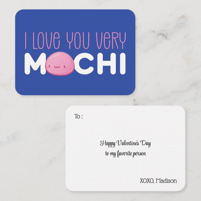 Ich Liebe Sie sehr mochi Niedlich Kids Valentinsta Mitteilungskarte (Vorne/Hinten)