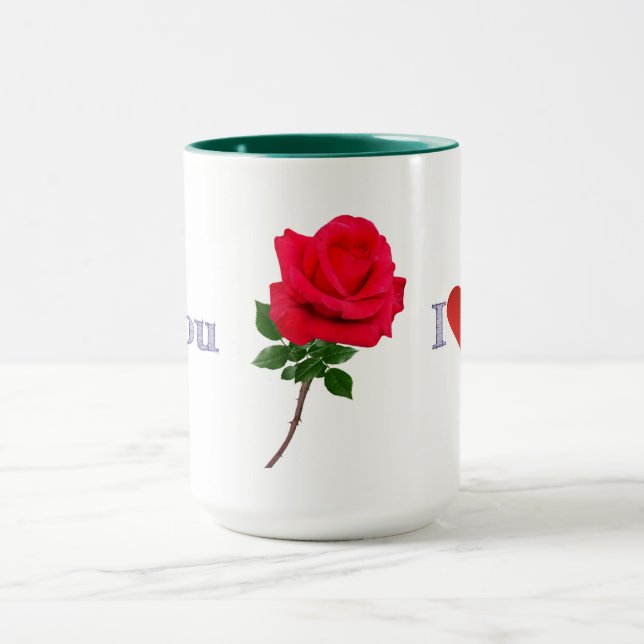 Ich Liebe, Sie Single Rote Rose Zwei-Tone-Kaffee Tasse (Zentrum)
