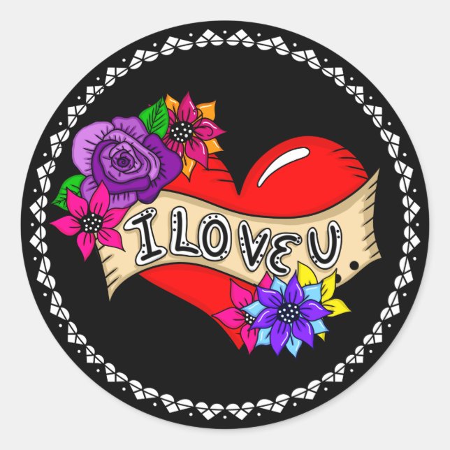 Ich Liebe Sie | Street Art Graffiti Urban Heart Runder Aufkleber (Vorderseite)