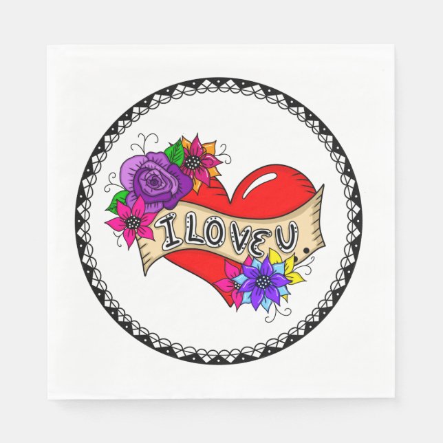 Ich Liebe Sie | Street Art Graffiti Urban Heart Serviette (Vorderseite)