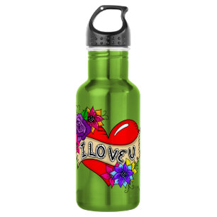Ich Liebe Sie   Street Art Urban Heart Edelstahlflasche