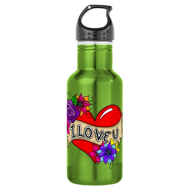 Ich Liebe Sie | Street Art Urban Heart Edelstahlflasche (Vorderseite)