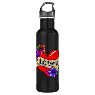 Ich Liebe Sie   Street Art Urban Heart Edelstahlflasche