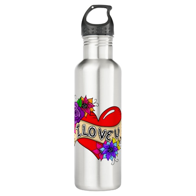 Ich Liebe Sie | Street Art Urban Heart Edelstahlflasche (Vorderseite)