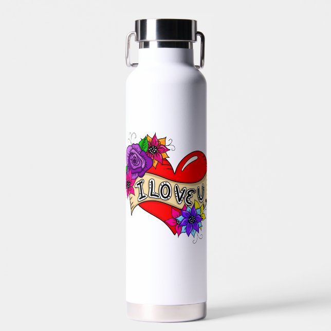 Ich Liebe Sie | Street Art Urban Heart Trinkflasche (Vorne)