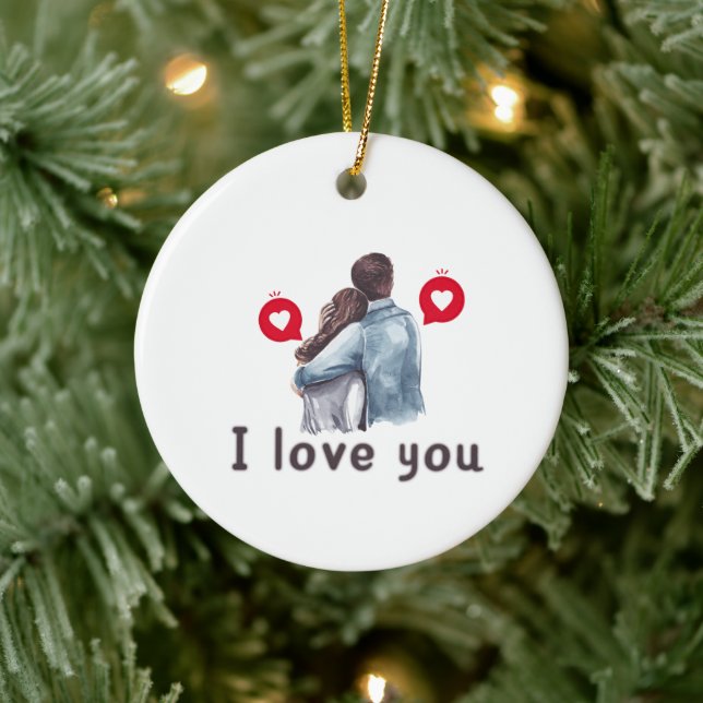 Ich Liebe Sie valentine trendige Ornament-Designs Keramik Ornament (Baum)