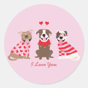 Ich Liebe Sie Valentinin American Pit Bull Terrier Runder Aufkleber