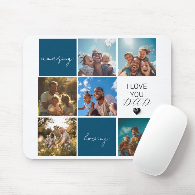 Ich Liebe Sie Vater | FotoCollage | Blau Mousepad (Mit Mouse)