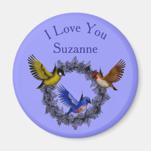 Ich Liebe Sie Vögel auf Kranz Personalisiert Magnet