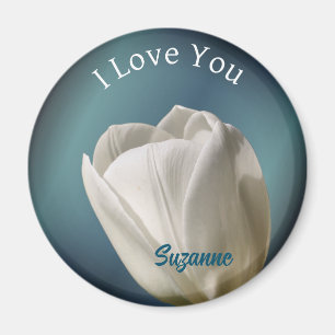 Ich Liebe Sie White Tulip Blume Personalisiert Magnet