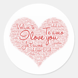 Ich Liebe Sie Wort Cloud Red Heart Valentinstag Runder Aufkleber