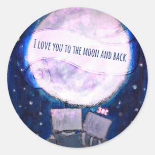 Ich Liebe Sie zu den Mond & Back Robotern Runder Aufkleber