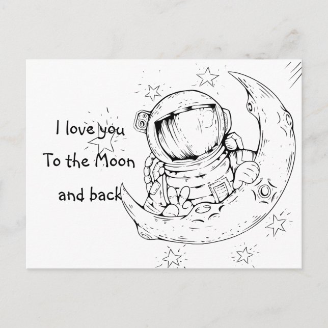 Ich Liebe Sie zum Mond / Astronaut / Liebe Postkarte (Vorderseite)