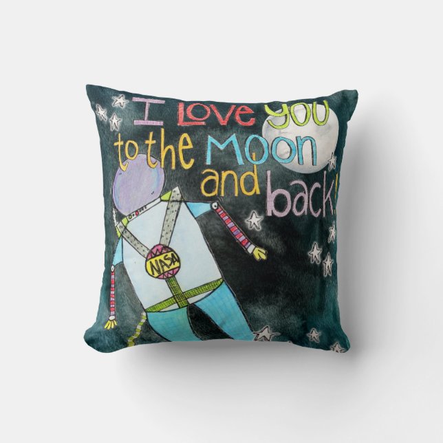 "ICH LIEBE Sie zum Mond- und Rückseiten" Kissen (Vorderseite)