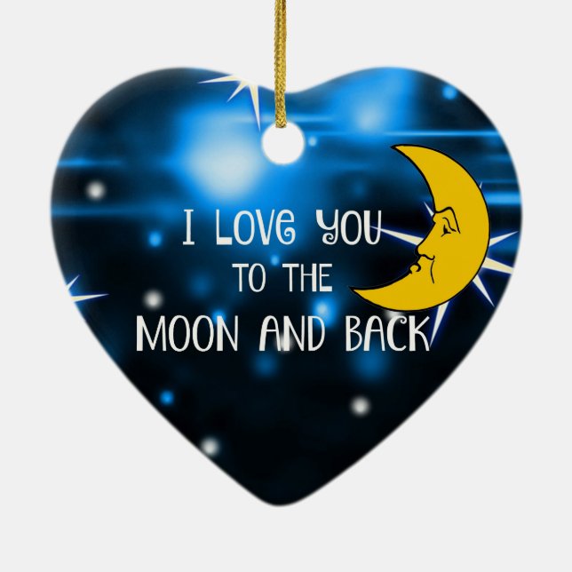 Ich Liebe Sie zum Mond und zurück - maßgeschneider Keramik Ornament (Hinten)