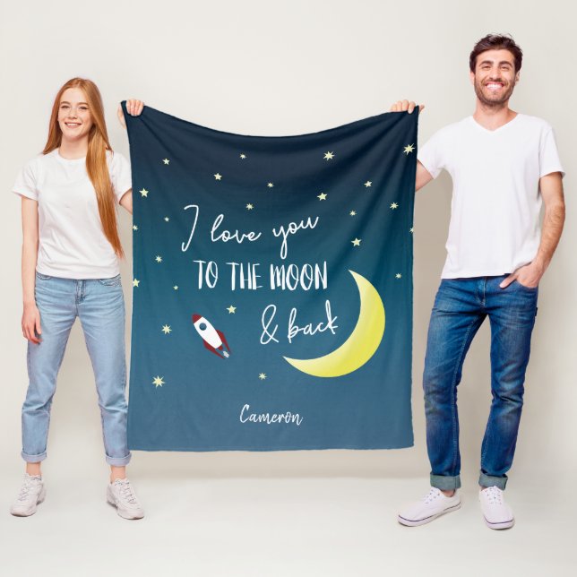 Ich Liebe Sie zum Mond und zurück Name Weltraum Fleecedecke (Beispiel)