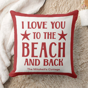 Ich Liebe Sie zum Strand und zurück Küste Sommer. Kissen