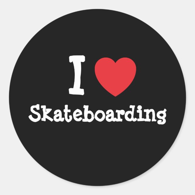 Ich Liebe Skateboard Herz Brauch personalisiert Runder Aufkleber (Vorderseite)