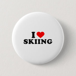 Ich liebe Skifahren Schnee Liebhaber Button