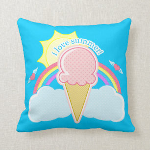 "Ich Liebe-Sommer-" Eiscreme-Kegel Kissen