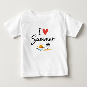 Ich liebe Sommer Handlettering mit Sonnenuntergang Baby T-shirt