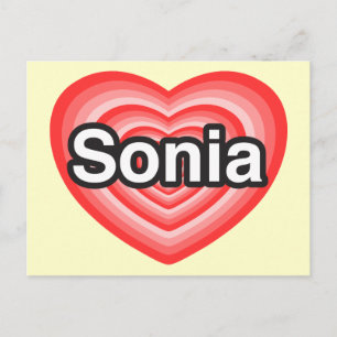 Ich liebe Sonia. Ich liebe dich Sonia. Herz Postkarte