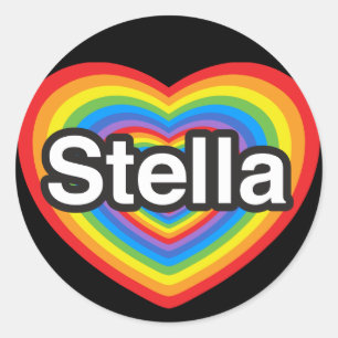 Ich Liebe Stella. Ich Liebe dir Stella. Herz Runder Aufkleber