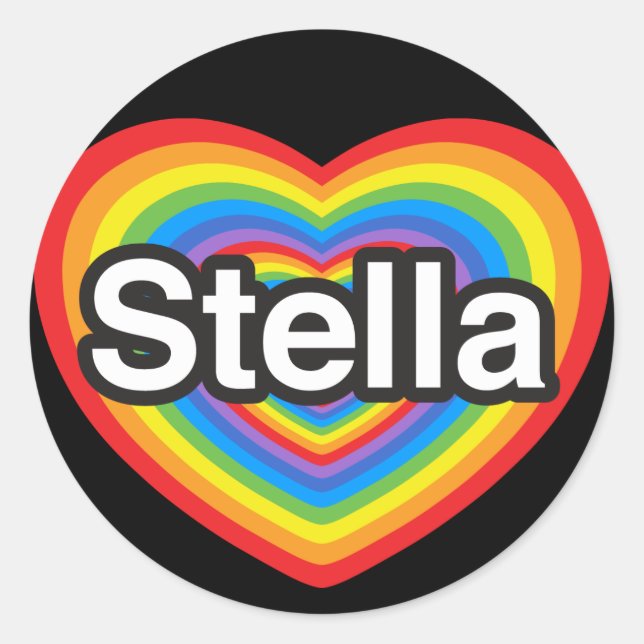 Ich Liebe Stella. Ich Liebe dir Stella. Herz Runder Aufkleber (Vorderseite)