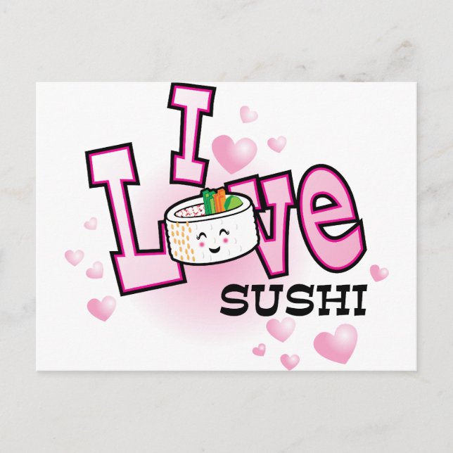 Ich Liebe Sushi Postkarte (Vorderseite)