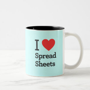 Ich liebe Tabellenkalkulationen Zweifarbige Tasse