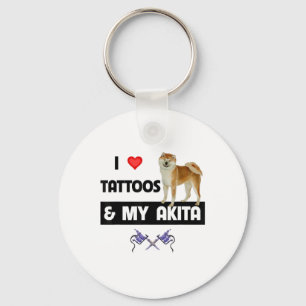 Ich Liebe Tattoos und mein Akita Hund tattooed Mam Schlüsselanhänger