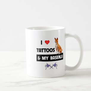 Ich Liebe Tattoos und mein Basenji Hund tattooed M Kaffeetasse