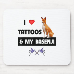 Ich Liebe Tattoos und mein Basenji Hund tattooed M Mousepad