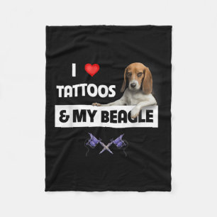 Ich Liebe Tattoos und mein Beagle Hund tattooed Ma Fleecedecke