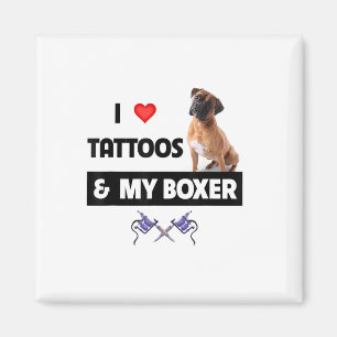 Ich Liebe Tattoos und mein Boxer Bulldog Tattooed Magnet