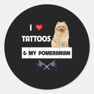 Ich Liebe Tattoos und mein Spitz Hund Mama Vater K Runder Aufkleber