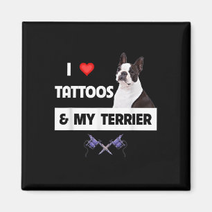 Ich Liebe Tattoos und meine Grenz-Collie Hund tatt Magnet