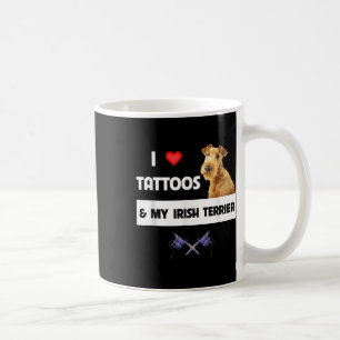 Ich Liebe Tattoos und meine irische Terrier Hund M Kaffeetasse